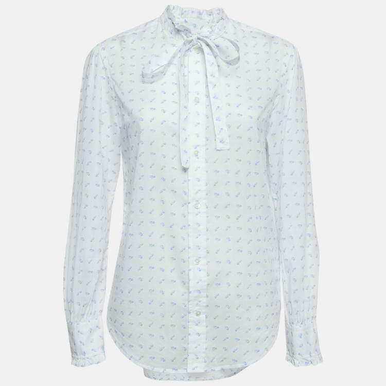 Pre Owned Polo Ralph Lauren White Floral Print Cotton Shirt M