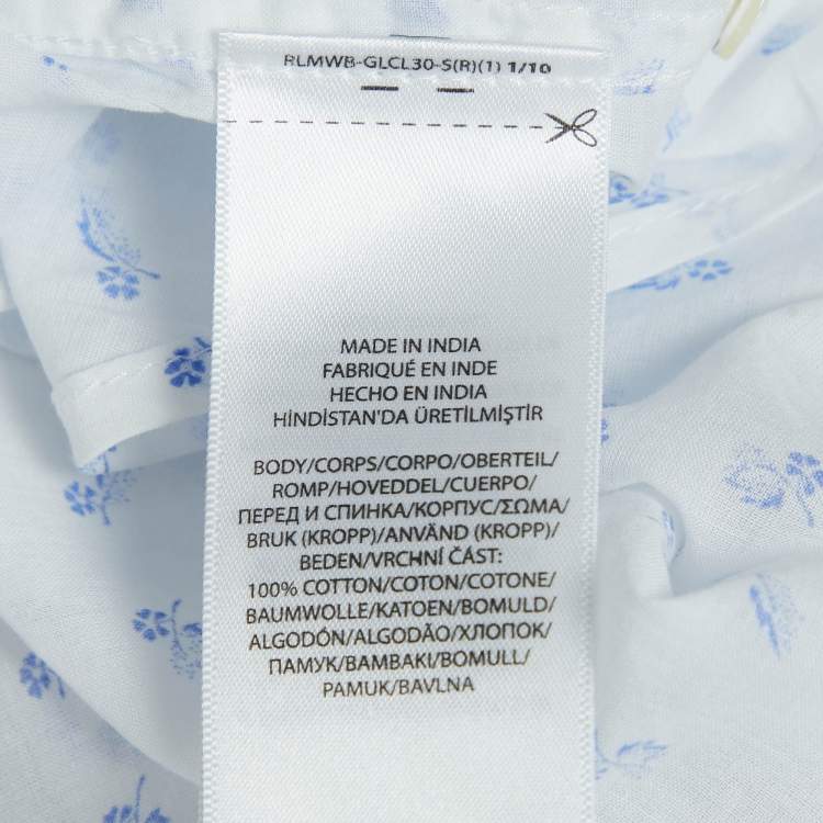 Pre Owned Polo Ralph Lauren White Floral Print Cotton Shirt M