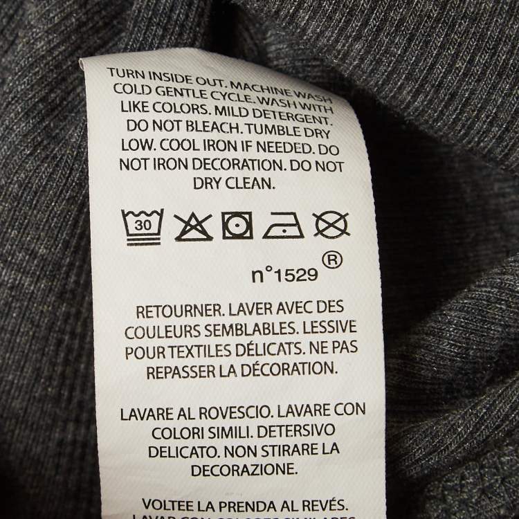 Pre Owned Polo Ralph Lauren Grey Suede Trim Rib Knit Sweatshirt M