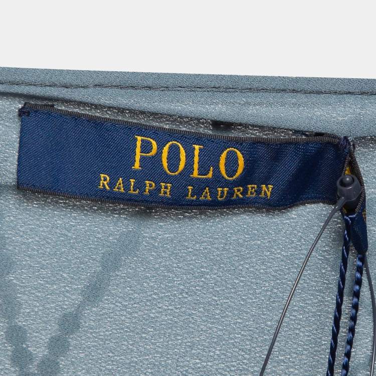 Pre Owned Polo Ralph Lauren Grey Sequin Embroidered Tulle Midi Skirt L
