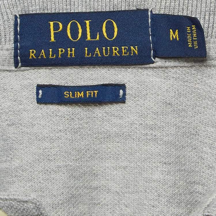 Pre Owned Polo Ralph Lauren Grey Cotton Slim Film Polo T-Shirt M