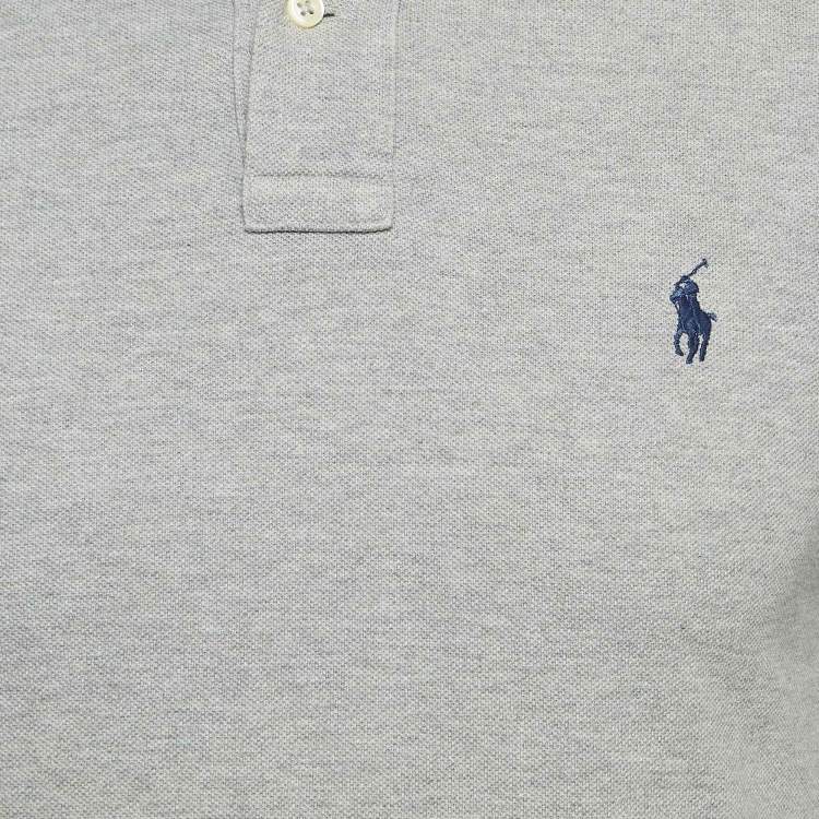 Pre Owned Polo Ralph Lauren Grey Cotton Slim Film Polo T-Shirt M