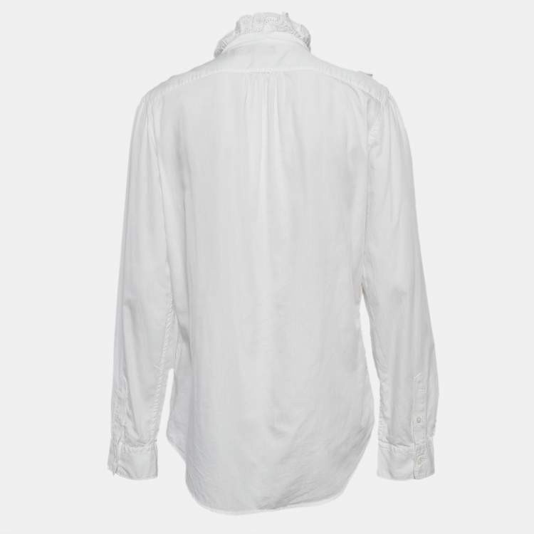 Pre Owned Polo Ralph Lauren White Cotton Ruffled Shirt L