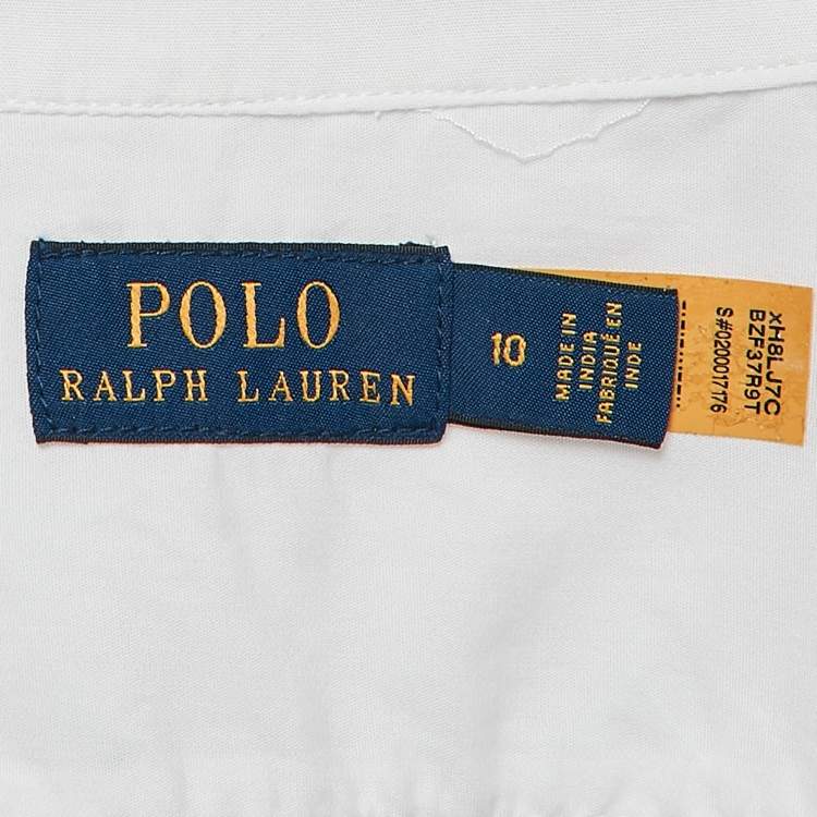 Pre Owned Polo Ralph Lauren White Cotton Ruffled Shirt L