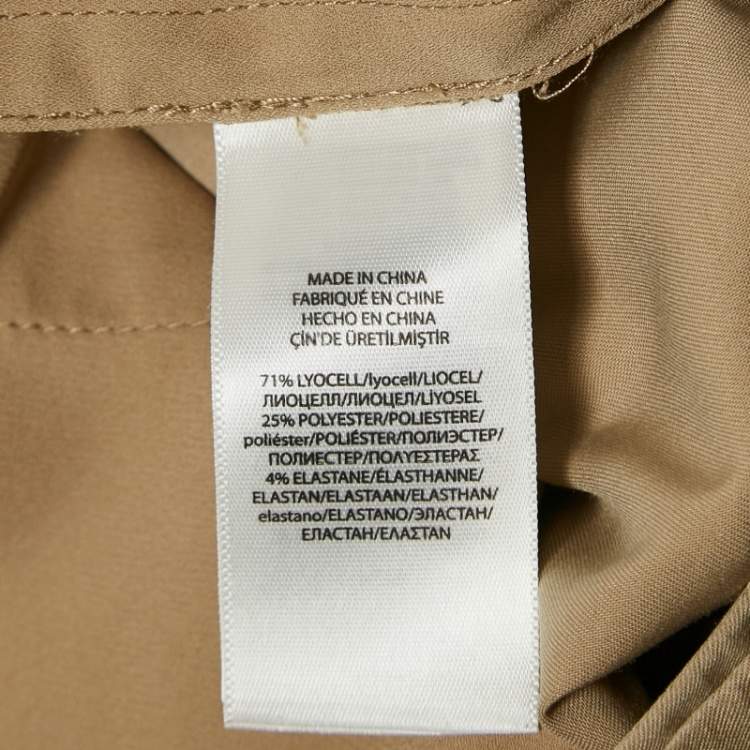 Pre Owned Polo Ralph Lauren Khaki Beige Lyocell Belted Trousers M