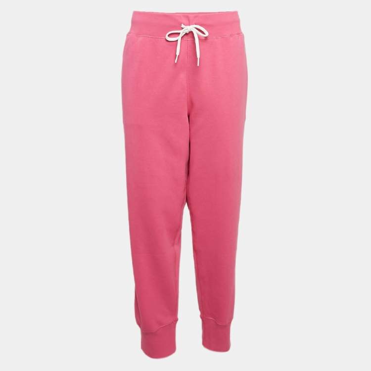 مملوكة مسبقًا Polo Ralph Lauren Pink Logo Embroidered Cotton Blend Knit Trackpants XL