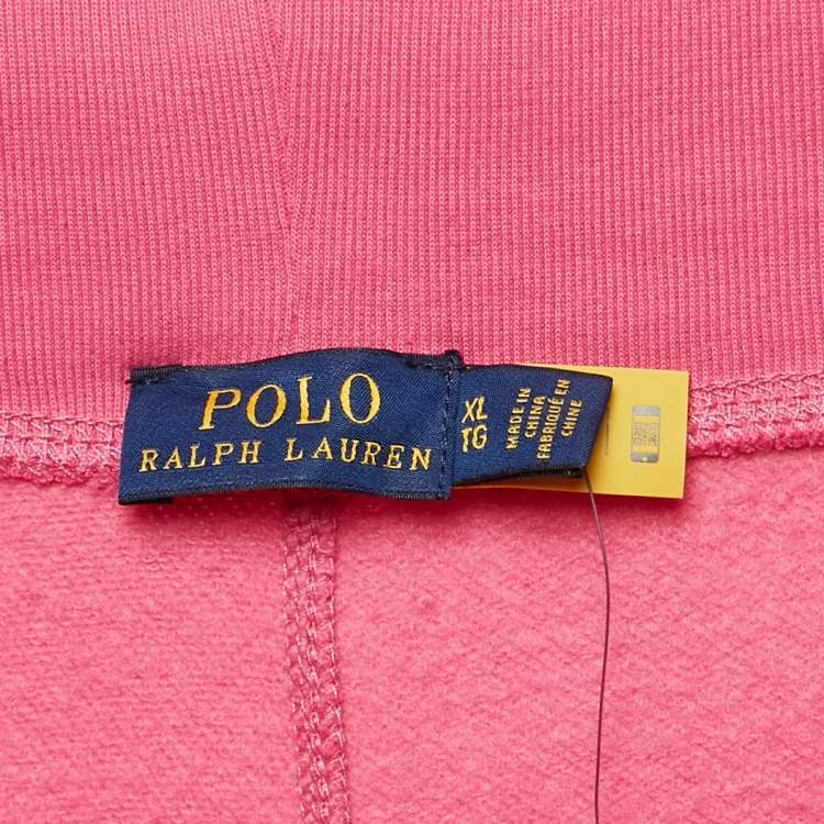 مملوكة مسبقًا Polo Ralph Lauren Pink Logo Embroidered Cotton Blend Knit Trackpants XL