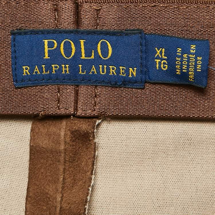 Pre Owned Polo Ralph Lauren Brown Genuine Suede Trousers XL