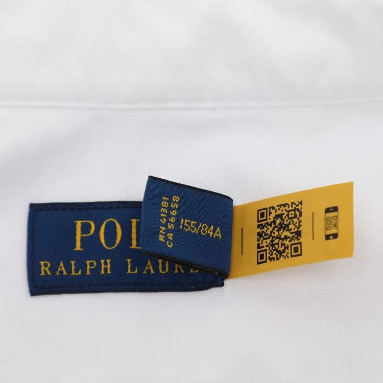 Pre Owned Polo Ralph Lauren White Cotton Button Front Shirt XXS