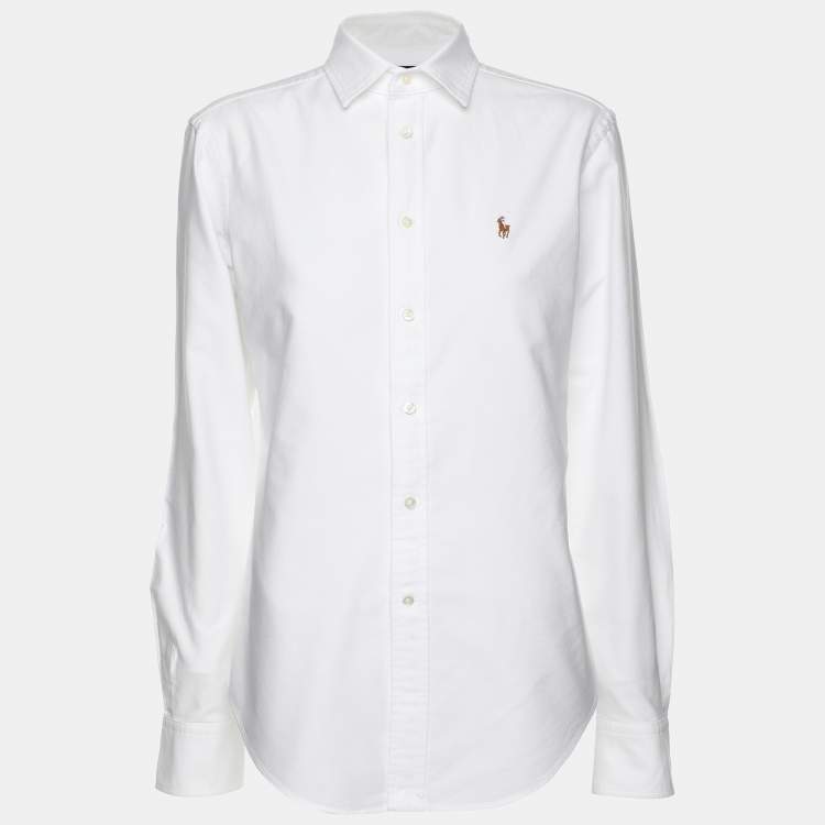 Pre Owned Polo Ralph Lauren White Cotton Button Front Shirt XXS