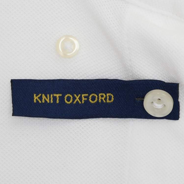 Pre Owned Polo Ralph Lauren White Knit Cotton Button Front Oxford Shirt S
