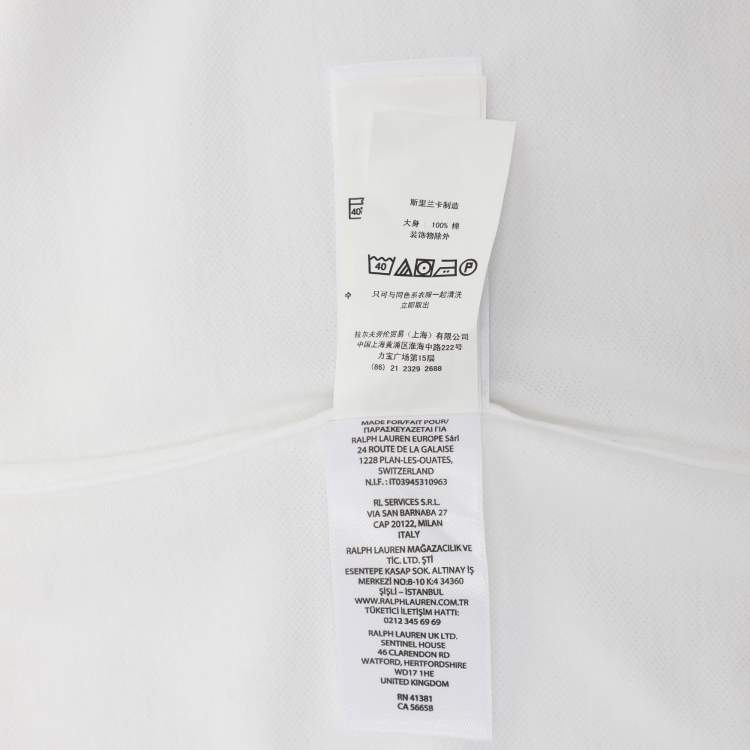 Pre Owned Polo Ralph Lauren White Knit Cotton Button Front Oxford Shirt S