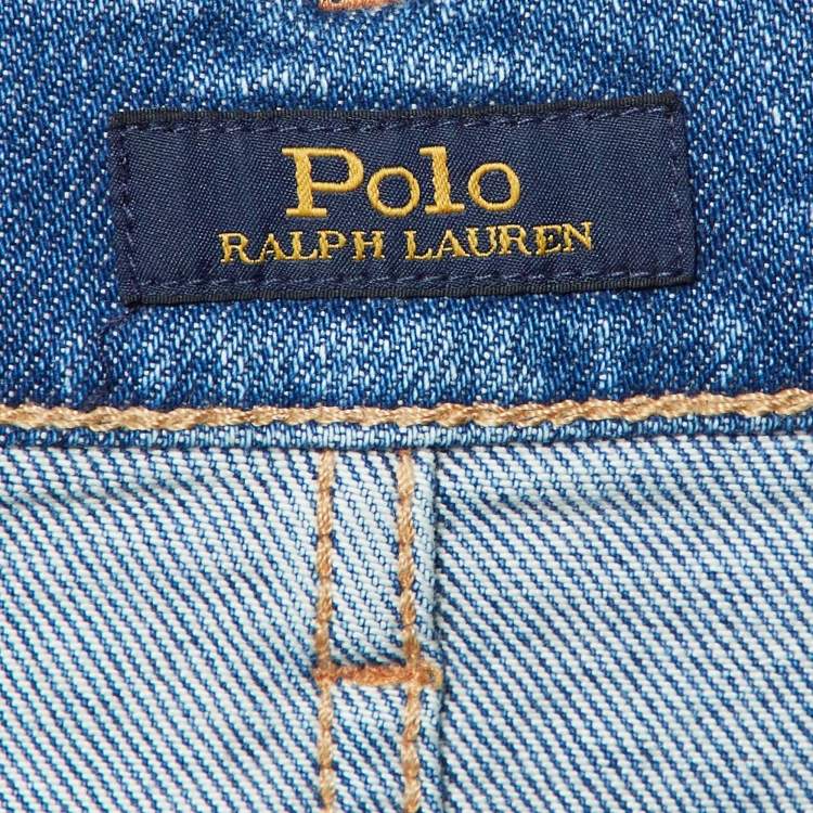 Pre Owned Polo Ralph Lauren Blue Denim Raw Edged Jeans M Waist 29"