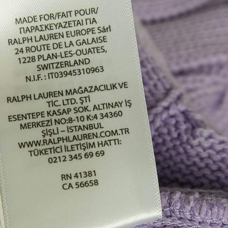 Pre Owned Polo Ralph Lauren Light Purple Cable Knit Polo T-Shirt XL