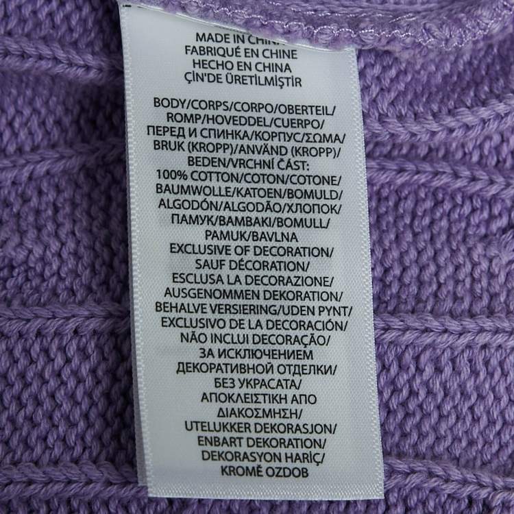 Pre Owned Polo Ralph Lauren Light Purple Cable Knit Polo T-Shirt XL