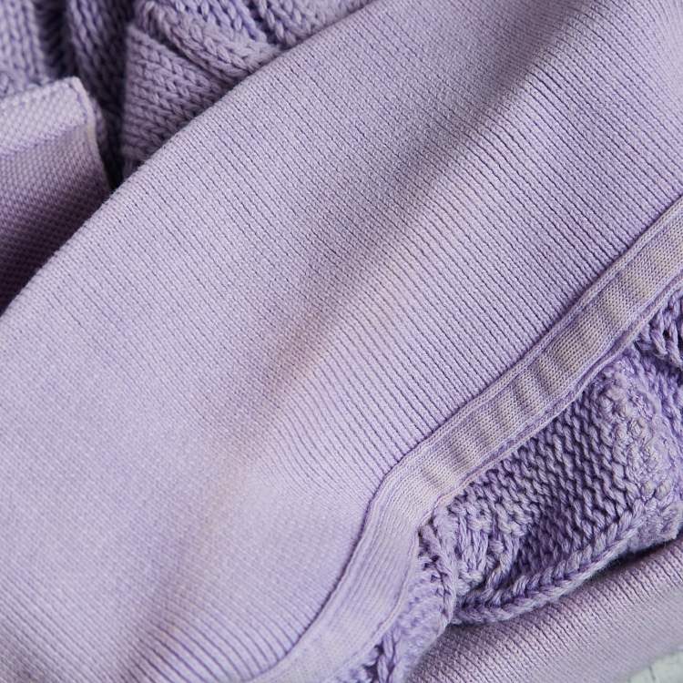 Pre Owned Polo Ralph Lauren Light Purple Cable Knit Polo T-Shirt XL