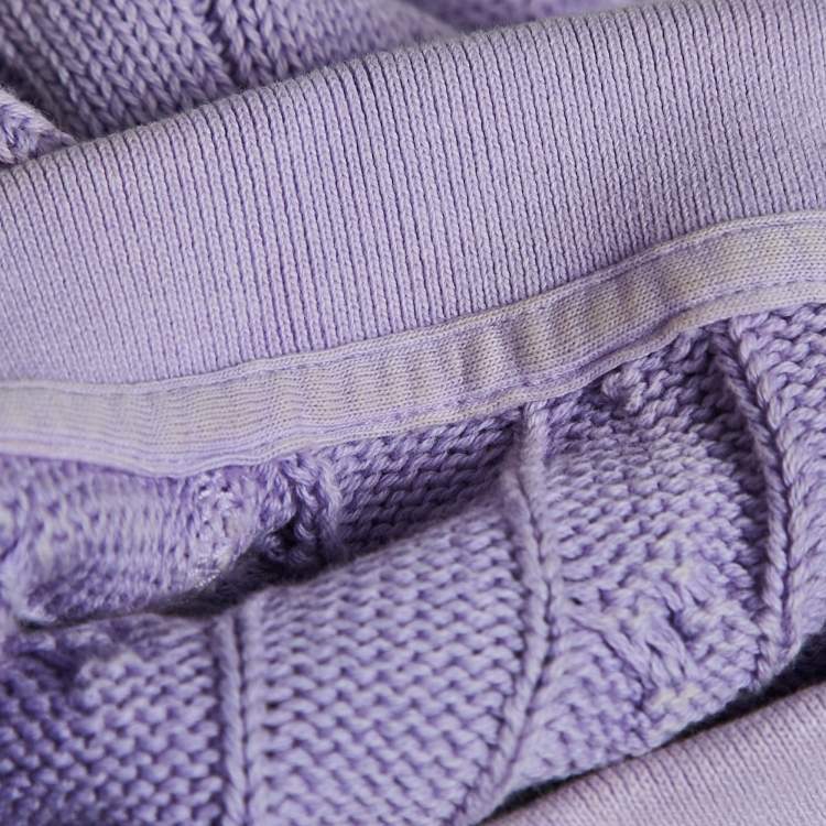 Pre Owned Polo Ralph Lauren Light Purple Cable Knit Polo T-Shirt XL