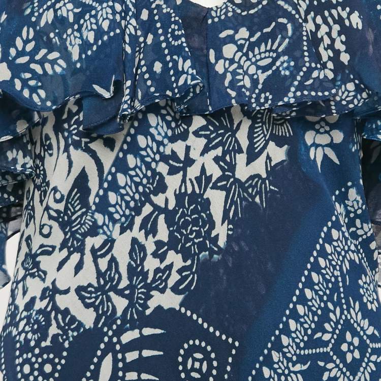 Pre Owned Polo Ralph Lauren Blue Printed Maxi Dress S