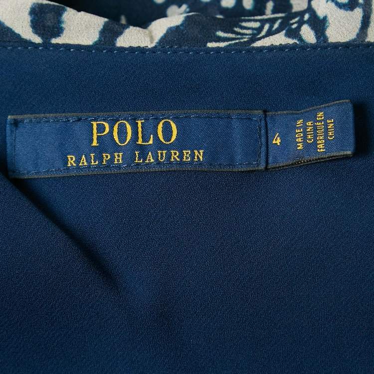 Pre Owned Polo Ralph Lauren Blue Printed Maxi Dress S