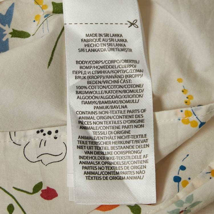 Pre Owned Polo Ralph Lauren White Floral Print Cotton Top M