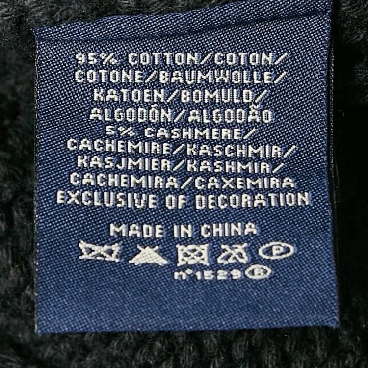 Pre Owned Polo Ralph Lauren Black Cotton Logo Applique Zip-Up Cardigan S