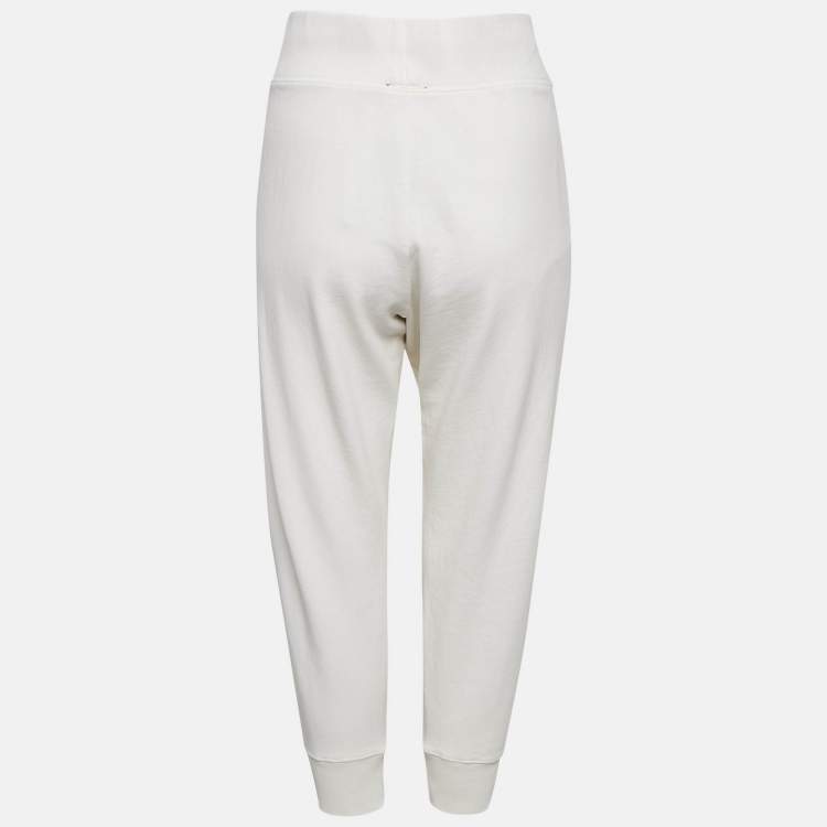 Pre Owned Polo Ralph Lauren White Cotton Embellished Trim Trackpants XL