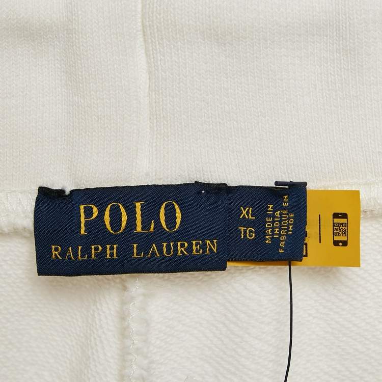 Pre Owned Polo Ralph Lauren White Cotton Embellished Trim Trackpants XL