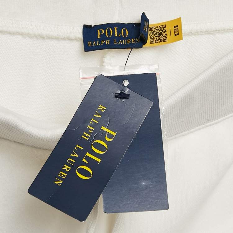 Pre Owned Polo Ralph Lauren White Cotton Embellished Trim Trackpants XL
