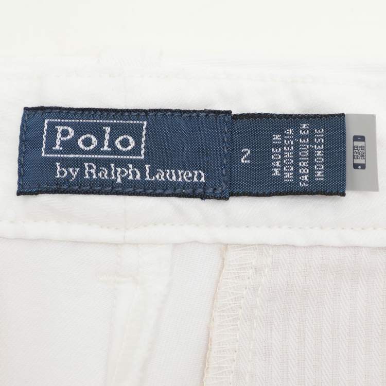 Pre Owned Polo Ralph Lauren White Stretch Fabric The Slim Chino Trouser S