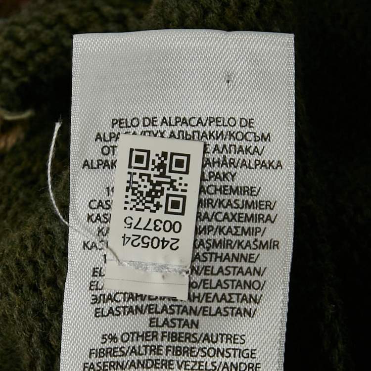 Pre Owned Polo Ralph Lauren Olive Green Bear Intarsia Knit Crew Neck Sweater M