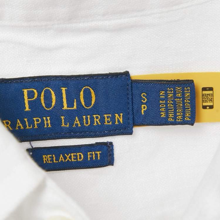 Pre Owned Polo Ralph Lauren White Linen Relaxed Fit Shirt S