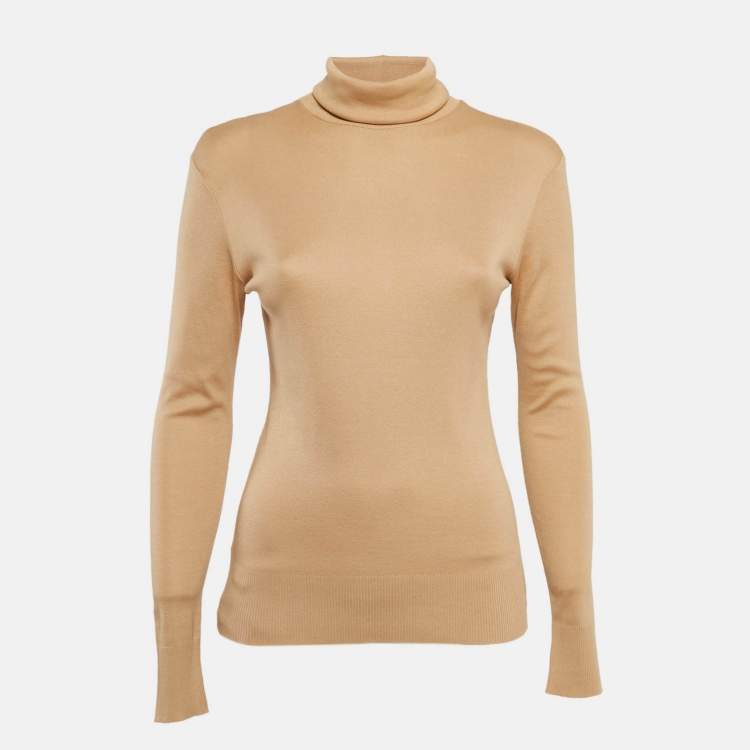 Pre Owned Polo Ralph Lauren Beige Cashmere Knit Turtle Neck Sweater S 