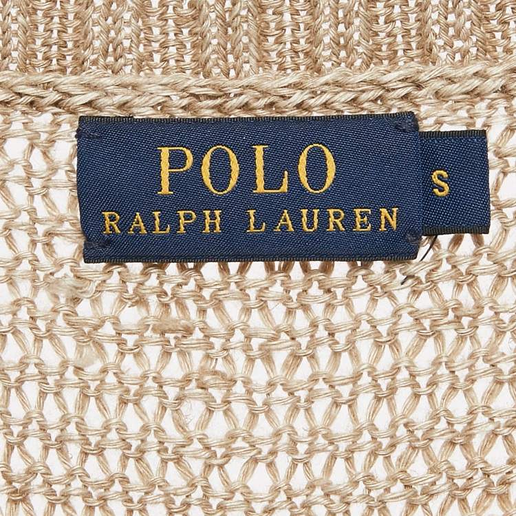 Pre Owned Polo Ralph Lauren Beige Linen Knit Sweater S