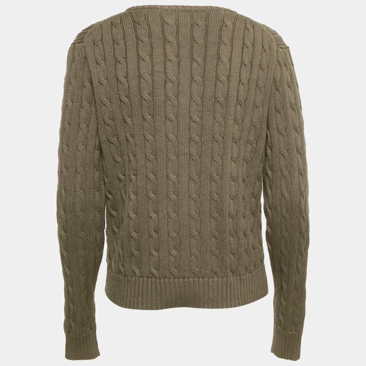 Pre Owned Polo Ralph Lauren Cotton Cable Knit Full Sleeve Sweater L