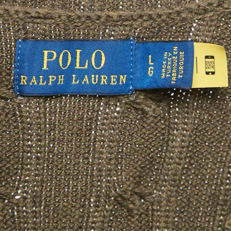 Pre Owned Polo Ralph Lauren Cotton Cable Knit Full Sleeve Sweater L