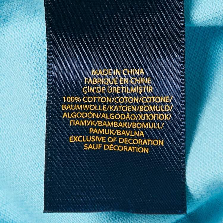 Pre Owned Polo Ralph Lauren Blue Logo Embroidered Cotton Polo T-Shirt XL