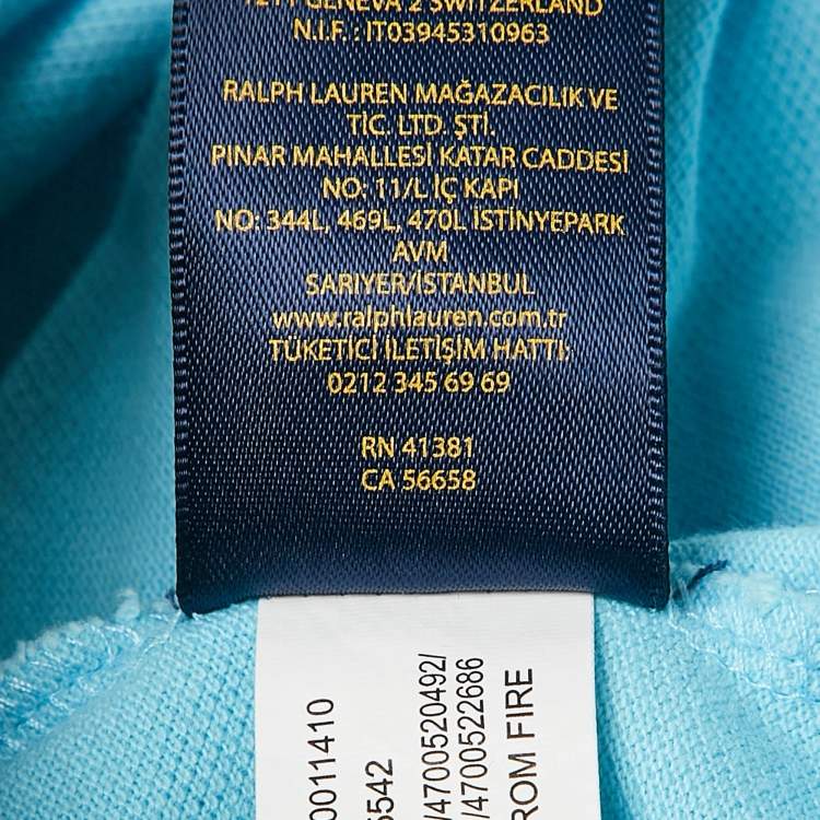 Pre Owned Polo Ralph Lauren Blue Logo Embroidered Cotton Polo T-Shirt XL