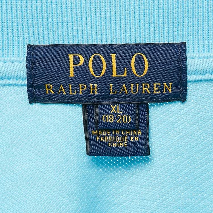 Pre Owned Polo Ralph Lauren Blue Logo Embroidered Cotton Polo T-Shirt XL