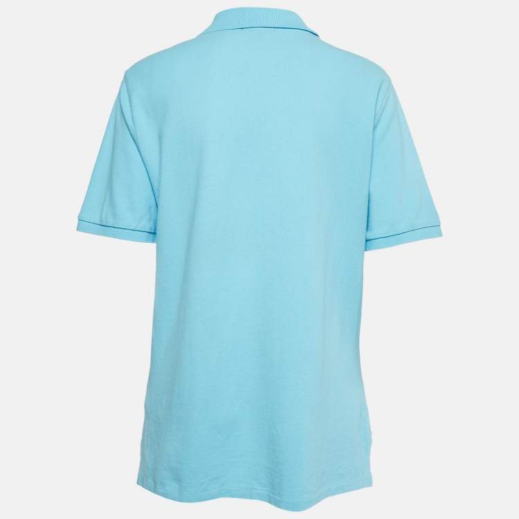 Pre Owned Polo Ralph Lauren Blue Logo Embroidered Cotton Polo T-Shirt XL