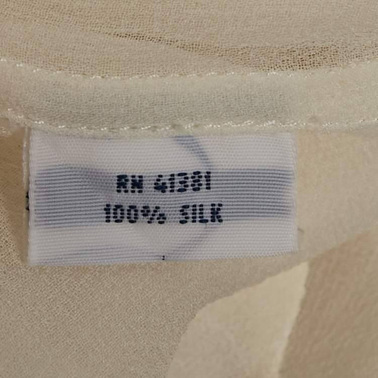 Pre Owned Polo Ralph Lauren Cream Sheer Silk Button Front Blouse S