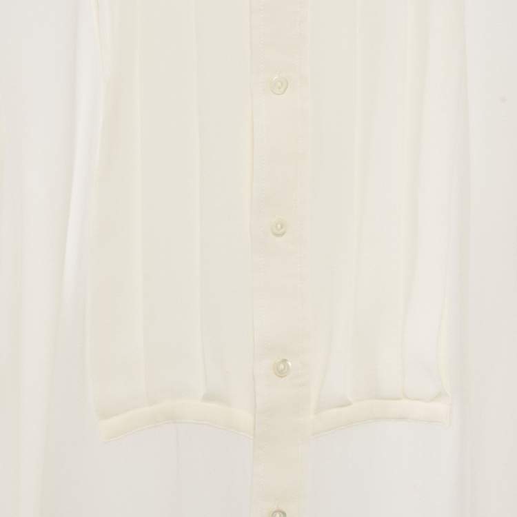 Pre Owned Polo Ralph Lauren Cream Sheer Silk Button Front Blouse S