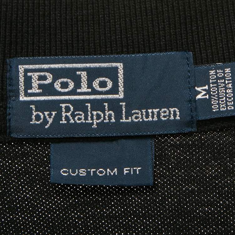 Pre Owned Polo Ralph Lauren Black Logo Embroidery Cotton Long Sleeve Polo T-shirt M