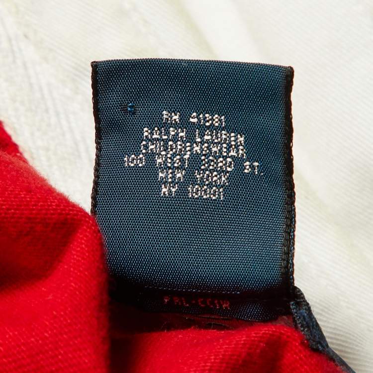 Pre Owned Polo Ralph Lauren Red/Navy Blue Cotton Polo T-Shirt XL