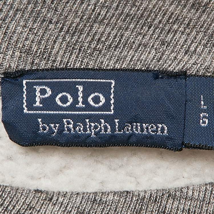 Pre Owned Polo Ralph Lauren Grey Polo Bear Print Cotton Sweatshirt L
