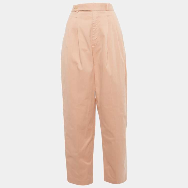 مملوكة مسبقًا Polo Ralph Lauren Pale Pink Gabardine Pleated Straight Pants M