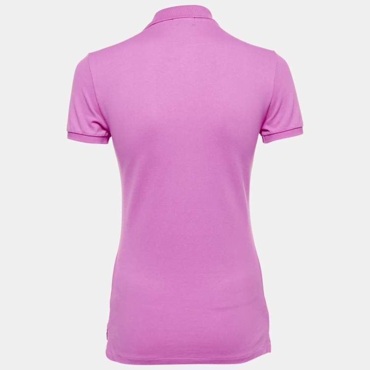 Pre Owned Polo Ralph Lauren Pink Stretch Mesh Cotton Polo T-Shirt S