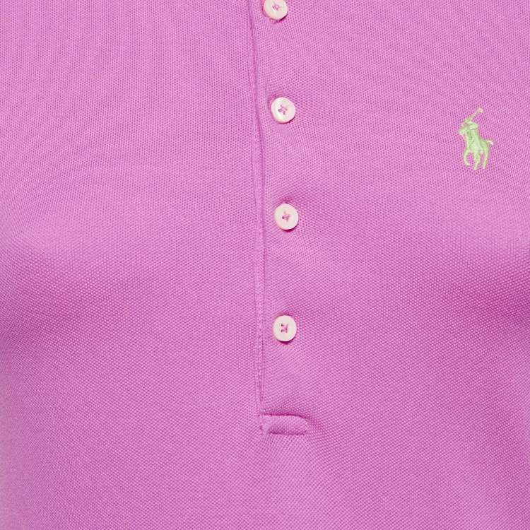 Pre Owned Polo Ralph Lauren Pink Stretch Mesh Cotton Polo T-Shirt S
