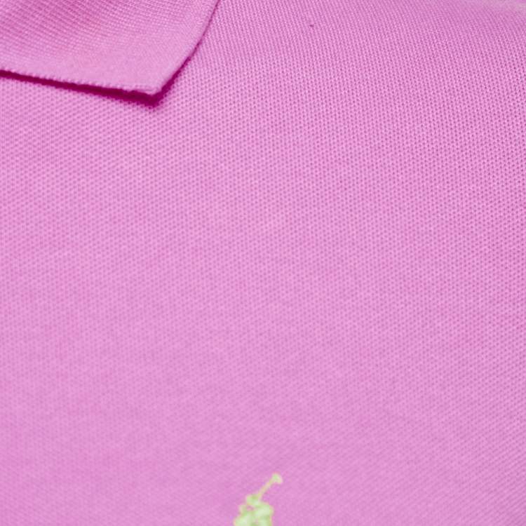 Pre Owned Polo Ralph Lauren Pink Stretch Mesh Cotton Polo T-Shirt S
