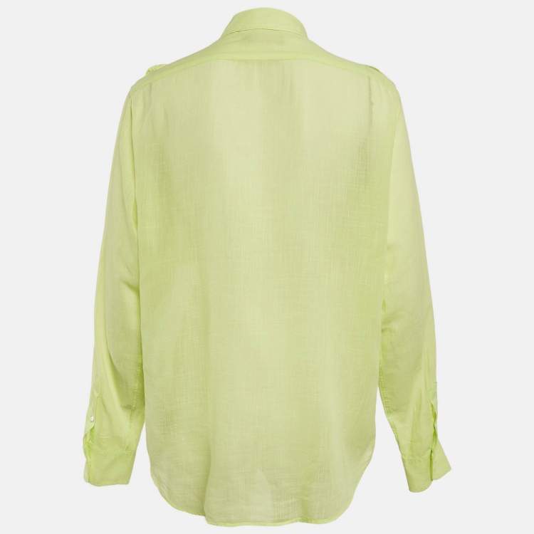 Pre Owned Polo Ralph Lauren Green Cotton Button Front Shirt M