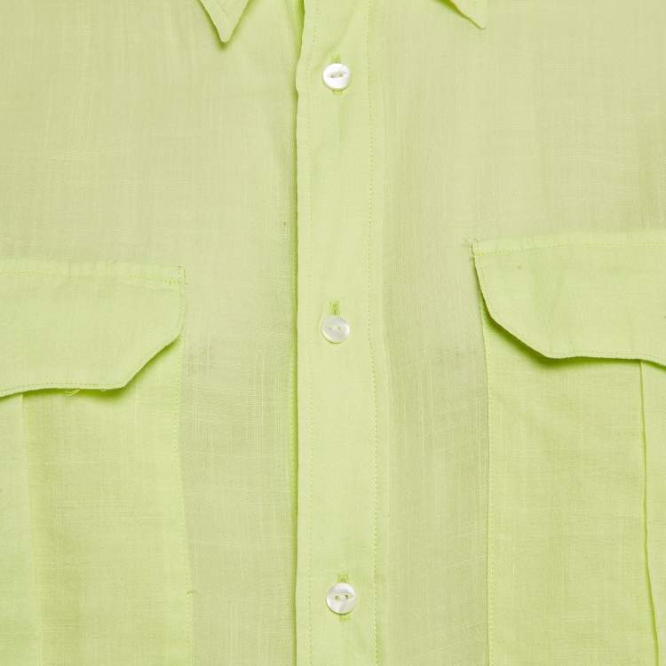 Pre Owned Polo Ralph Lauren Green Cotton Button Front Shirt M